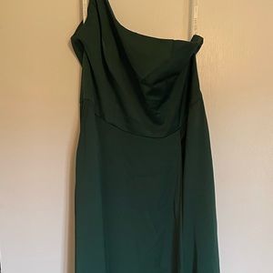 Floor length forest green dress with pockets